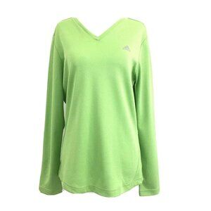 ADIDAS Womens size Medium Performance Dynamic Long Sleeve  Mesh Top Bright Green